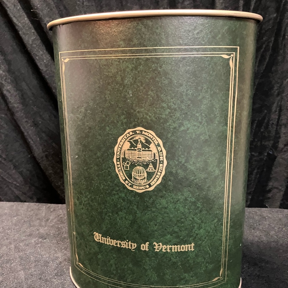 Vintage made in USA university Vermont trash can